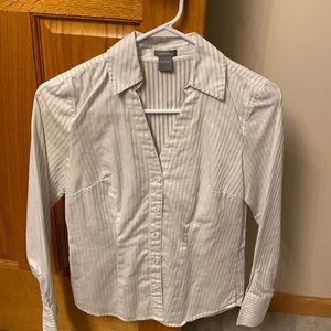 Ann Taylor size 2 white w/ black light stripes